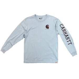 Carhartt Mens Medium Signature Loose Fit Long Sleeve Shirt Light Blue Workwear